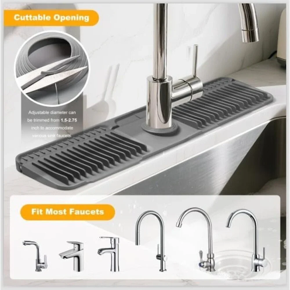 New 24 Inch Faucet Mat for Kitchen Sink, Kitchen Sink Water Splash Guard